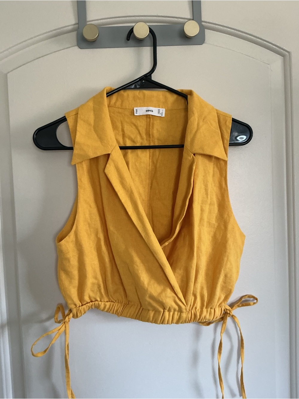 Mango Mustard Yellow Sleeveless Wrap Crop Top